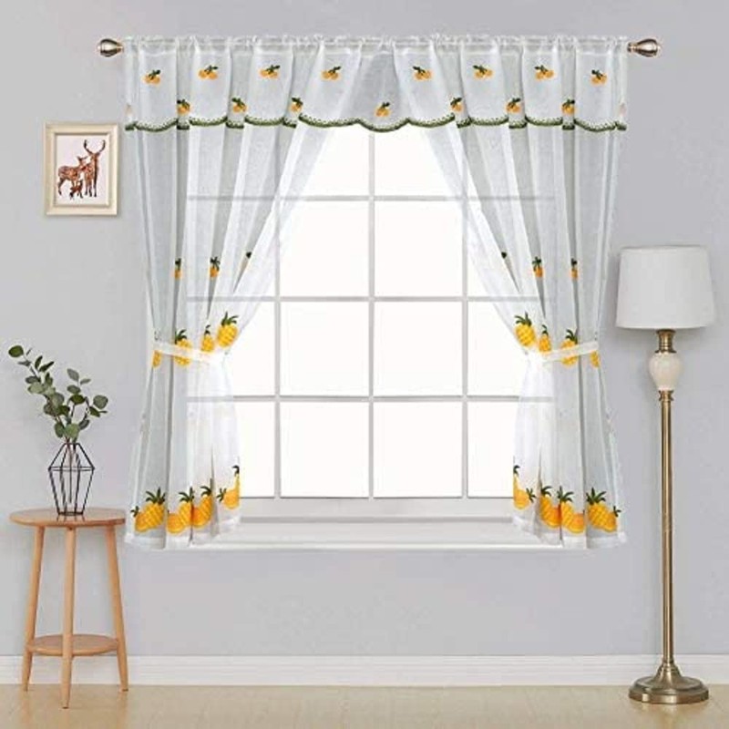 Householdfurnishing Embroidered Kitchen Window Pair Curtains Set Rod Pocket with