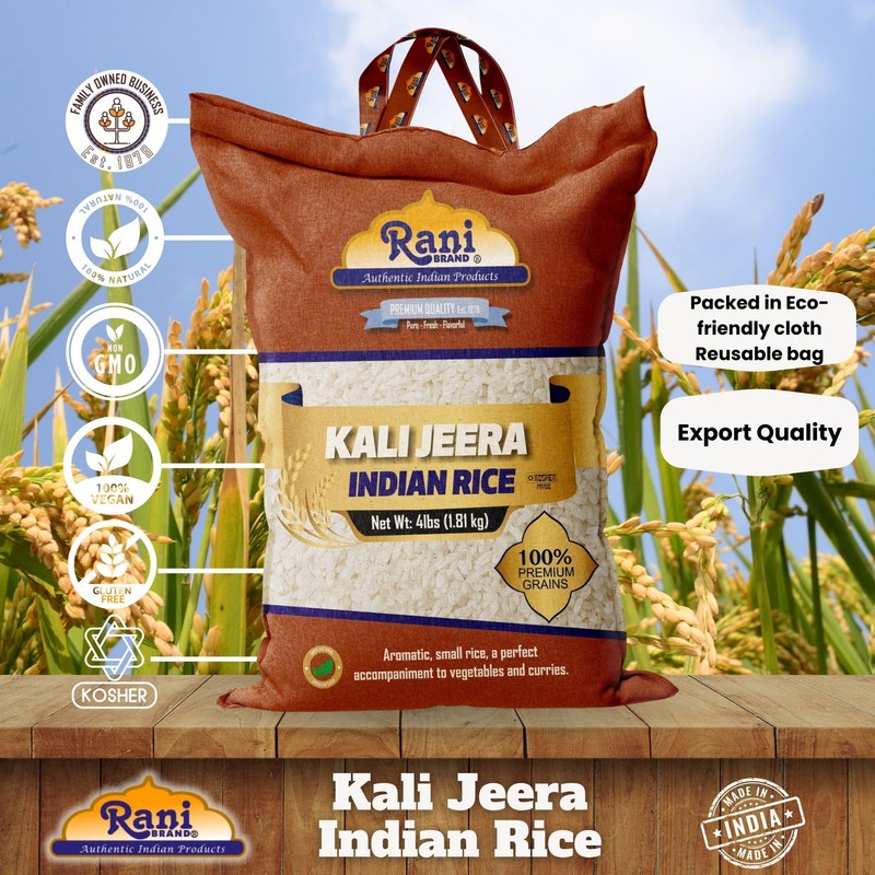 Rani Kali Jeera Indian Rice 64oz (4lbs) 1.81kg Cloth Bag