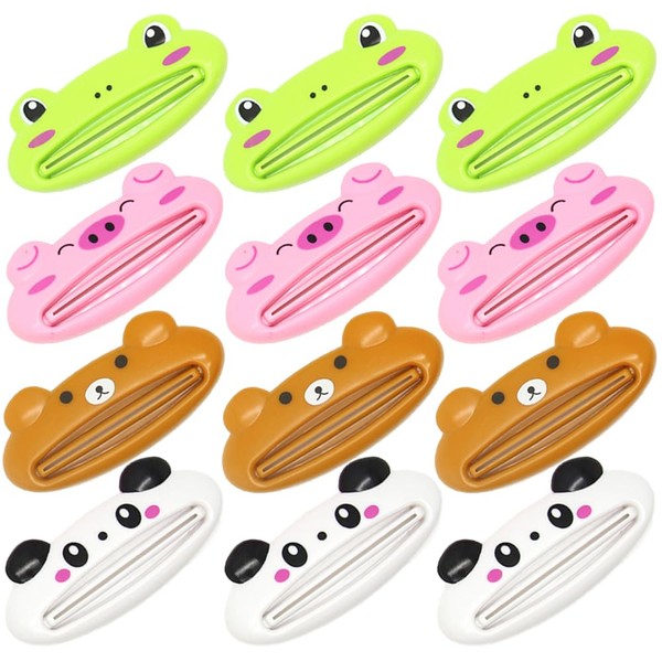 12 Pcs Toothpaste Tube Squeezer Dispenser Toothpaste Clips Cartoon Animal