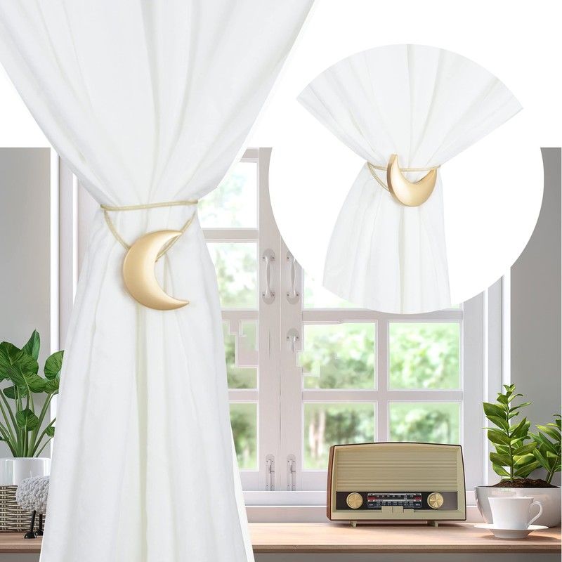 Magnetic Curtain Tiebacks Alloy Moon Curtain Holdbacks Silver/Gold Curtain Tie