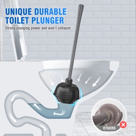 uptronic Toilet Plunger with Holder, Unique Plunger with All-Angle Design, Plungers for Bathroom with Holder, Heavy Duty Toilet Plunger for 5.7-inch Toilet Drain Bathroom Cleaning