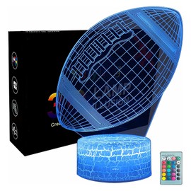 Rugby Night Light, 3D Football Lamp with 16 Colours Changing Touch, Remote Control, Decorative Table Desk Lamp, Birthday Gift for Boys Children Sports Lovers