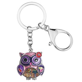 DOWAY Cute Owl Keychain Keychain for Women Girls Car Key Bag Purse Charms, violet
