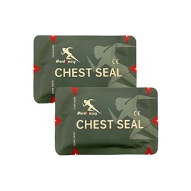 Medresq Chest Seal Non-Vented，Emergency Trauma Dressing， for Open Chest Injury and Sucking Chest Wound，First Aid Kit IFAK Supplies (2 Count, Non-Vented)