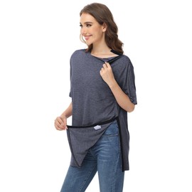 HIBOCT Post Shoulder Surgery Shirts for Men After Rotator Cuff Arm Surgery Shirts Tearaway Snap On Shirt Hospital Clothes Heather Navy