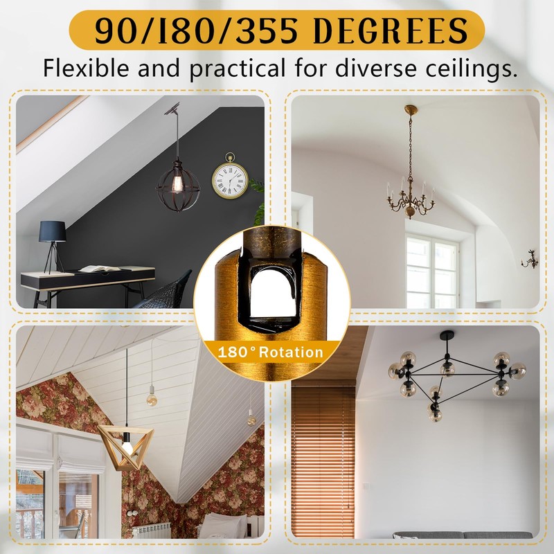 Tondiamo 4 Pcs Golden Sloped Ceiling Light Adapter 180 Degree
