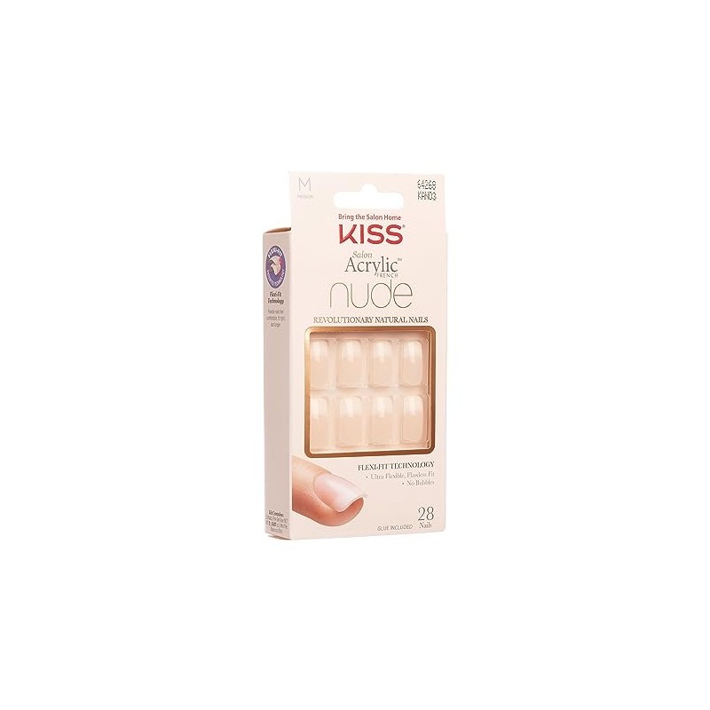 Kiss Salon Acrylic Nude French Nails, Cashmere, 31 Count