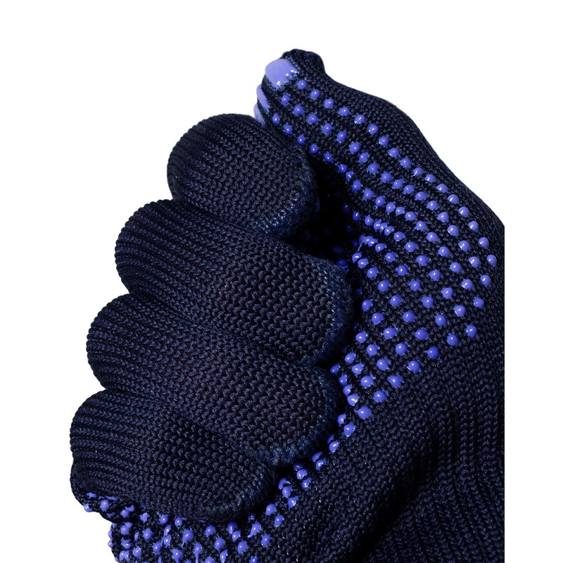 Knitted Gloves Cotton/Polyester with Pimples Medium Weight Blue - 12
