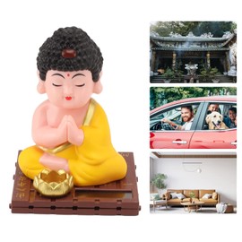 Topyond Lifelike Solar Wobble Buddha Figurine, Bright and Durable Decorative Buddha Statue for Home, Car and Office, Quiet Desk or Living Room Decoration for Buddha Enthusiasts