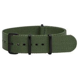 Clockwork Synergy Premium Nylon Nato Watch Straps bands PVD Black Hardware (19mm, Army Green)