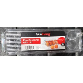 Trueliving Egg Container - 14 Egg Holder with Lid & Handle, Freezer Safe