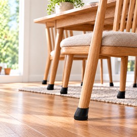 Silicone Chair Leg Caps for Floor Protection – 16 Pack Black Anti-Slip Furniture Feet Covers with Felt Pads for Angled Chair Legs