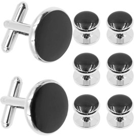 Yuiturt 8Pcs Cufflinks for Men, Dress Shirt Studs Set, Classic Black Cuff Links for Tuxedo, Wedding, Business, Formal Occasions, Men's Cufflinks Accessories for Suit, Groom, Father, Husband Gifts
