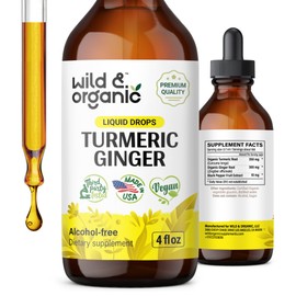 Turmeric Ginger Liquid Supplement - Ginger Turmeric with Black Pepper - Organic Turmeric Curcumin and Ginger Tincture - Vegan, Alcohol Free Drops - 4 fl oz