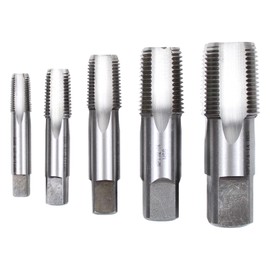 ApplianPar 5Pcs HSS NPT Pipe Tap Set 1/8, 1/4, 3/8, 1/2 and 3/4 Inch Hand Threading Plumbing Tap Set for Thread Cutting