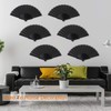4 Pieces Handheld Folding Fan Chinese Fan Oriental Cloth Fabric