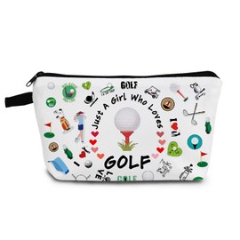 YULUENZE Golf Present Golf Makeup Bag Just Love Golf Organizer Bag Toiletry Pouch with Zipper Golf Cosmetic Bag Presents for Golf Lovers Fans Golf Players Team