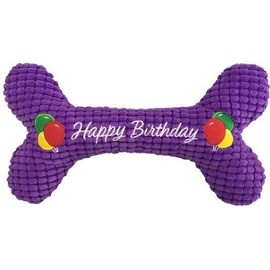 Petlou Pet Plush Chewy Bone, Squeaky Bone for Dogs and Cats in Different Size (10 Inch Birthday Bone)