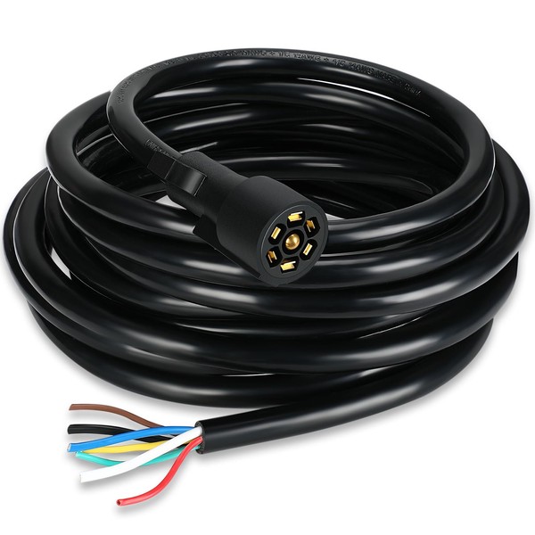 Kanayu 24ft 7 Pin Trailer Plug Extension Cord Cable 7