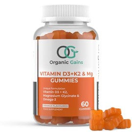 OG Vitamin D3 + K2, Magnesium Glycinate & Omega-3 Gummies | Vegan, Halal, Gluten-Free | Supports Strong Bones, Heart Health, Immune System, Joints & Better Sleep | Orange Flavor, 60 Gummies
