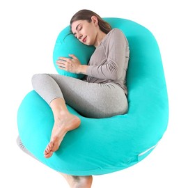 yoyomax Pregnancy Pillows, C Shaped Full Body Maternity Pillow Memory Foam Pregnancy Pillow with Removable Jersey Cover, 52 Inch Pregnancy Pillows for Sleeping-Lakeblue