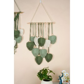 janeunique Macrame Wall Leaf Hanging Boho Home Decorations Chic Woven Handmade Art with Long Tassel Ornaments Suitable for Bedroom Room Apartment Dorm (9 Leaves)