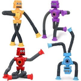Aatpuss Baby Sensory Toy, Robot Pop Tubes, Telescopic Suction Cup Robot Toy, Perfect for Birthday, Easter