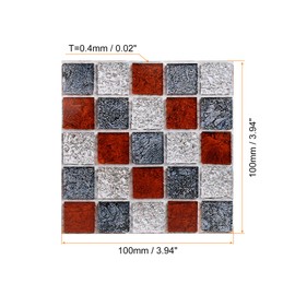 uxcell Peel and Stick Wall Sticker, 25 Sheets 3.94"x3.94" Waterproof Small Size Mosaic Self-Adhesive Stickers Decorative for Kitchen Bathroom, Red+Blue