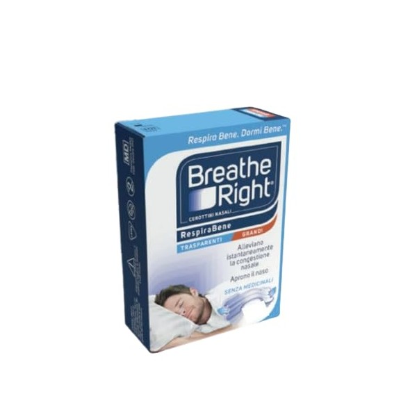 Breathe Right Cerottini Nasali Respira Bene Trasparenti Grandi, 10 Cerottini