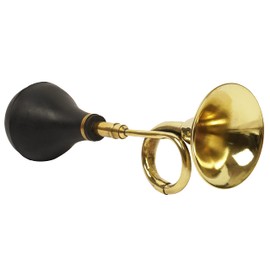 IBA Indianbeautifulart Vintage Brass Bugle Horn Retro Clown Horn Metal Air Horn with Squeeze Bulb for Old Car-Taxi-Golf Cart