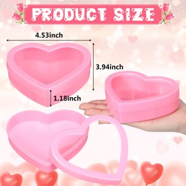 Colingmill 12 Pcs Valentine's Day Small Heart Containers Small Heart Plastic Storage Boxes with Clear Window Lids Gift Boxes for DIY Presents, Jewelry, Crafts Organizer 4.53 x 3.94 x 1.18 in (Pink)