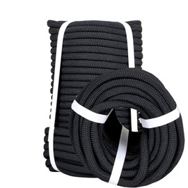 TINVHY 3/8IN x 100FT Black Braided Polyester Arborist Rigging Rope High Force Polyester Load Sailing Rope for Hiking Camping Swing