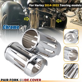 Unbranded Chrome Front Fork Boot Slider Covers Cow Bell For Harley Touring Road King Glide