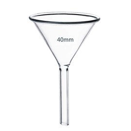 40mm Glass Funnel, Short Stem Borosilicate Glass Funnel for Science Labs and Home Kitchen Use, HUAOU, Pack of 1