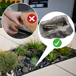 Evergreen Labs Stone With Secret Compartment, Fake Stone Feels and Looks Like a Real Stone, Key Safe, Hide Your Spare Key in the Stone Outside, Stone for Key Hiding Place, Gray, Biggest Version