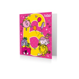 Mr Men & Little Miss,7 X 6,Multi, MR061 Birthday Card, 6 Today