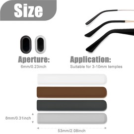 4 Pairs Silicone Glasses Ear Cushion, Eye Glasses Ear Grippers Anti Slip, Glasses Ear Grips Non Slip, Eyeglass Ear Cushions for Pain, Temple Sleeves Tips Ear Pads for Glasses Slip Preventer (BRN&WHT)
