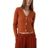 Laurant Colardelle Cable Knit Cropped Cardigan, 100% Cotton, Orange, Size