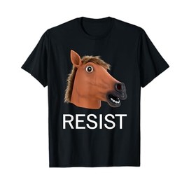 Resist Funny Horse Mask Farm Animal Protest Farmer Rebellion T-Shirt