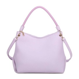 BagDesign Women's Soft Stylish Braided Handle Slouch Hobo Large Shoulder Handbag with Adjustable Strap -LILAC