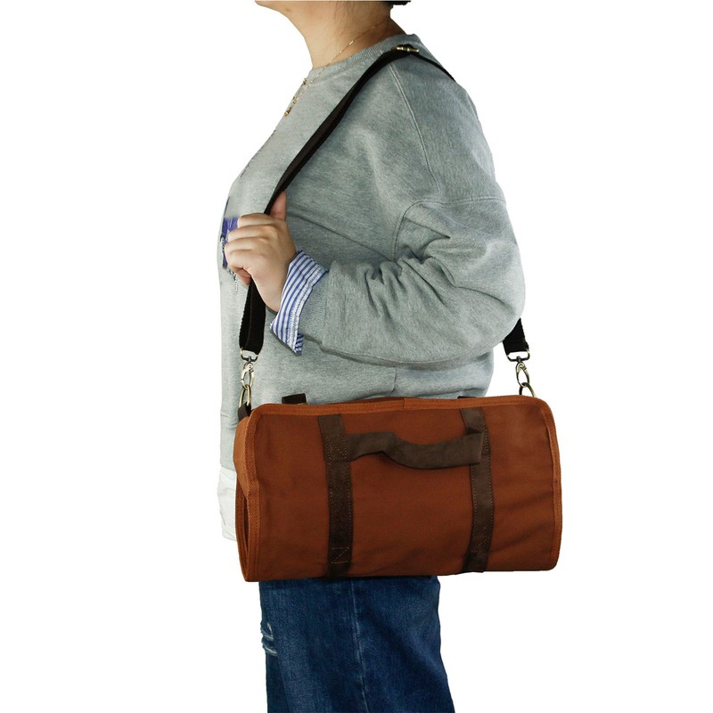Bartender Tool Bag Canvas Leather Bartender Roll Bag Portable Multiple