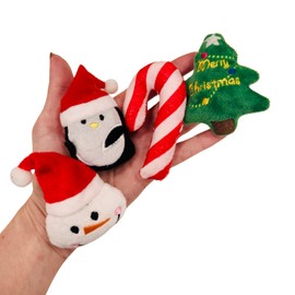 Pops & Coco Miniature Christmas Toys with Catnip for Cats - Cute and Festive - Penguin, Tree, Candy Cane and Snowman - Stocking Fillers for Pets - Miniature Small
