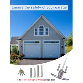 Garage Door Lock T-Handle Locks Latch Replacement Parts with 4 Keys, Mounting Hardware Included, Fit 1-3/8" to 2" Thick Doors, T-Handles Locking Set for Garage Door - 2pack