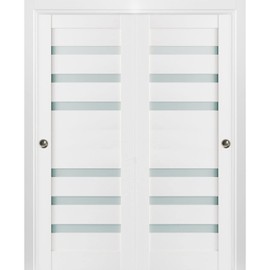 SARTODOORS Sliding Closet Frosted Glass Bypass Doors | Quadro 4266 White Silk | Sample of Door Color