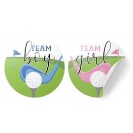 Golf Gender Reveal Party, Putters or Pearls Team Boy or Team Girl Stickers - 40 Count