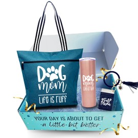 Brooke & Jess Designs Dog Mom Gift Tote Bag - Dog Lovers Gifts for Women - Great Presents for Dog Lover, Best Dog Mom (Dog Mom Skinny Tumbler Gift Box)