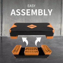 SPART Adjustable Workout Aerobic Stepper Aerobic Exercise Step Platform - Black-Purple