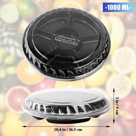 10 Pieces Divided Serving Tray with Lid Disposable Serving Fruit Veggie Tray Round Appetizer Tray for Party (6 Compartment)