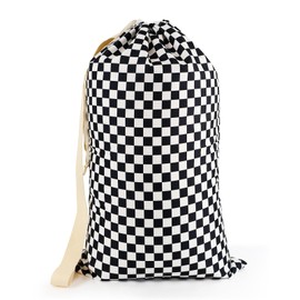 Bolsa de lavandería, mochila para ropa sucia, bolsa de lavandería para viajes universitarios, lavandería, apartamento, con asas 29" X 18" (Negro y blanco a cuadros)