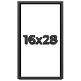 16x28 Shadow Box Black Solid Wood Display Frame with White Acid-Free Backing UV Acrylic & Hanging Hardware | 3/4" Usable Depth